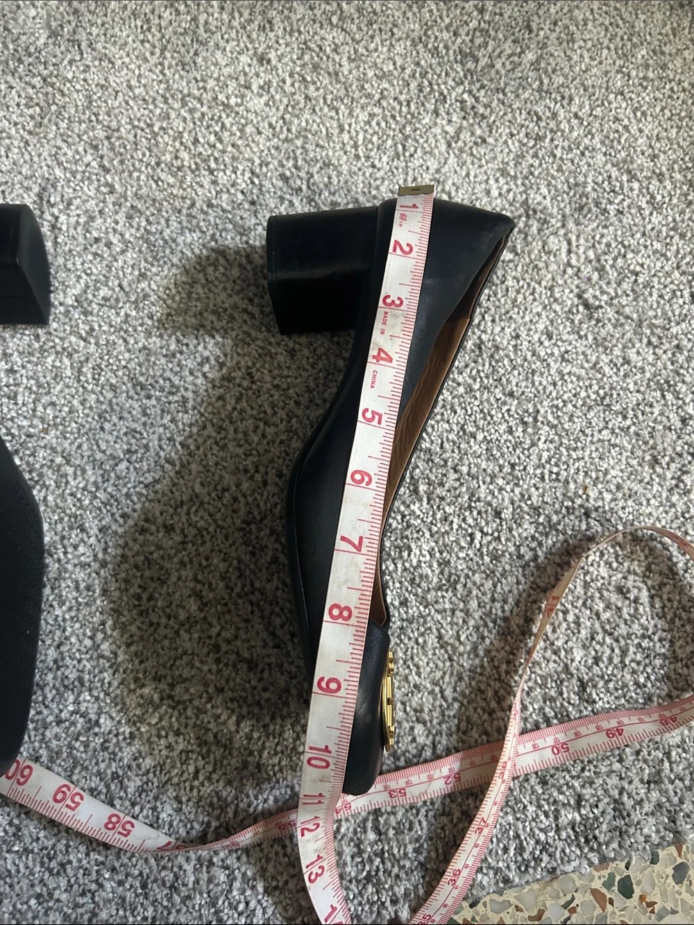 Tory Burch Black Leather Ballet Flats with Gold Logo Medallion